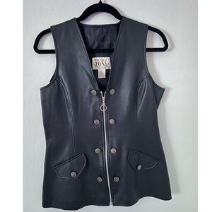 Vintage Faux Leather Zip Up Vest